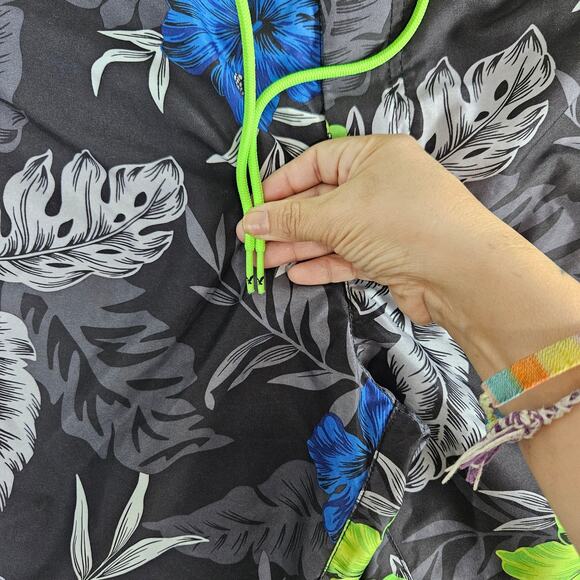 Mens American Eagle Outfitters Floral Board Shorts Swim Trunk Black Green Blue S - Picture 3 of 11